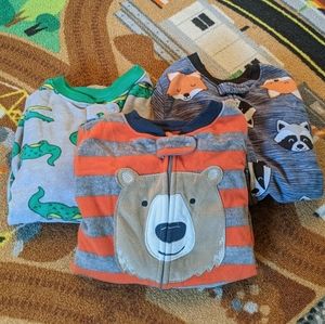 Set of 3 Carter's fleece footed pjs